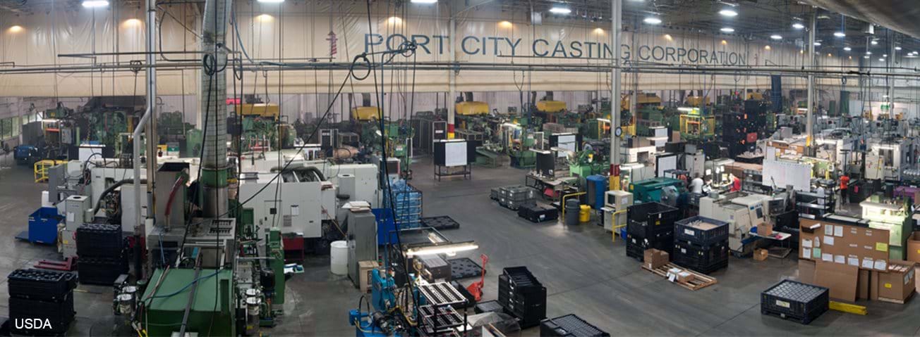 Port City Casting Corporation (pictured) boosted its employment by 12 percent over last year thanks to two Rural Business Guaranteed Loans totaling $9.6 million. 