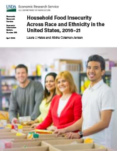 This is the cover image for the Household Food Insecurity Across Race and Ethnicity in the United States, 2016–21 report.