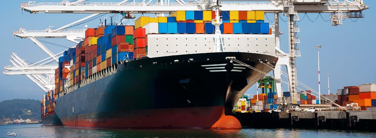 Close up of a container ship