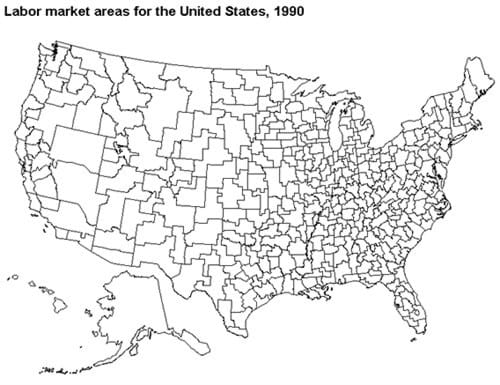 Labor market areas for the United States, 1990