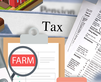 Graphic collection of tax forms.
