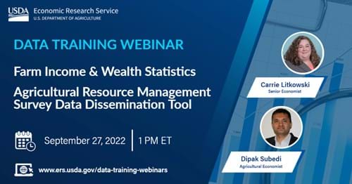 Graphic of Data Training Webinar: Farm Income & Wealth Statistics and ARMS Data Dissemination Tool