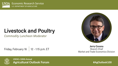 Graphic for Session on Livestock and Poultry with Moderator Jerry Cessna
