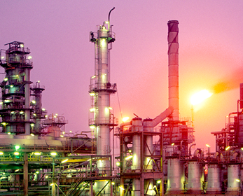 Oil refinery at dusk in Sub-Saharan Africa
