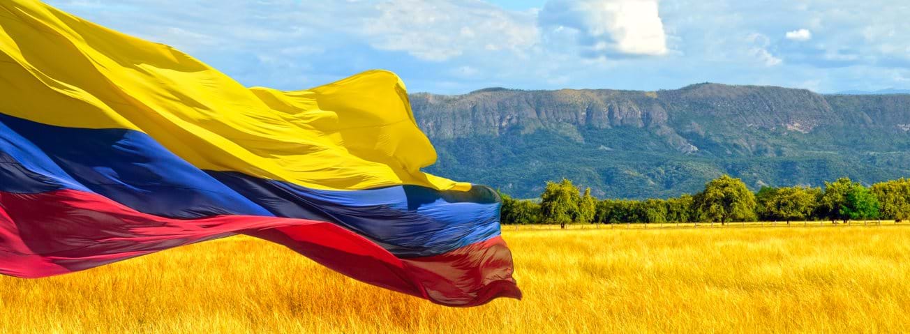Photo of Colombian field with Colombian flag