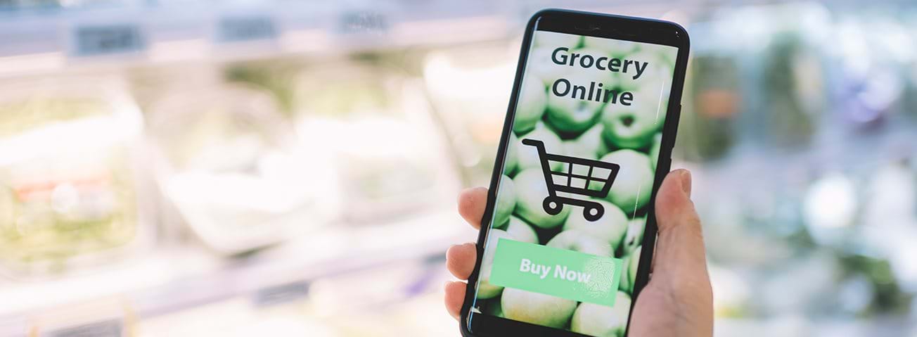 Picture of smart phone for ordering groceries 
