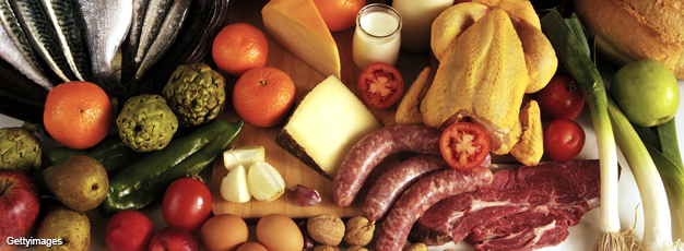 Display of various food items