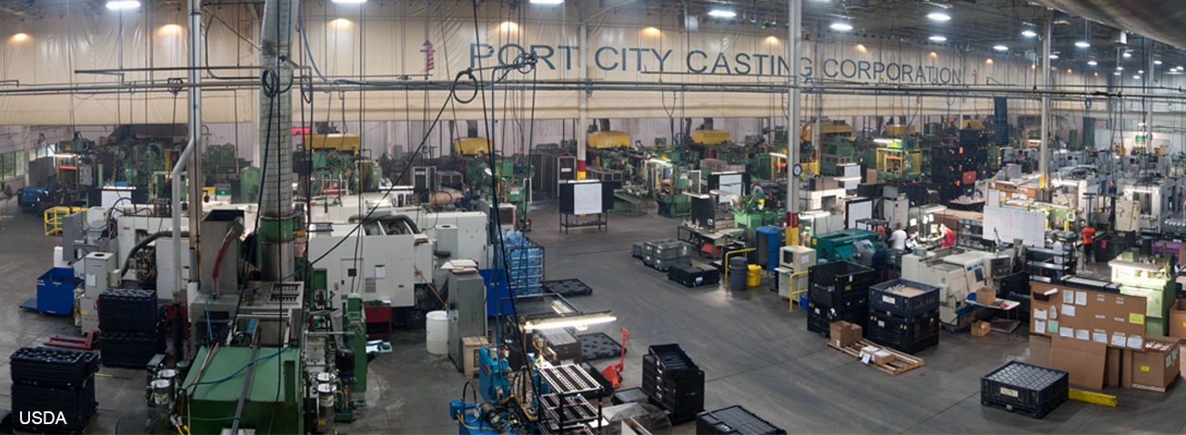 Port City Casting Corporation (pictured) boosted its employment by 12 percent over last year thanks to two Rural Business Guaranteed Loans totaling $9.6 million.