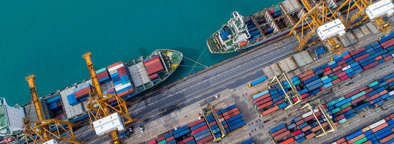 Containers at port