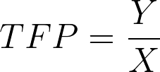 Equation 1: TFP=\frac{Y}{X}