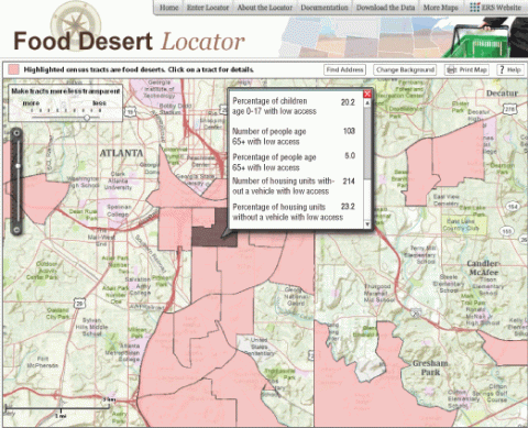 Selected population characteristics of food desert census tracts