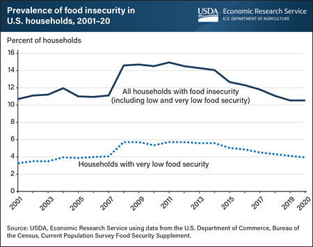 U.S. household food insecurity remained unchanged in 2020