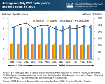 Participation by children in USDA’s Special Supplemental Nutrition Program for Women, Infants, and Children (WIC) increased during FY 2020