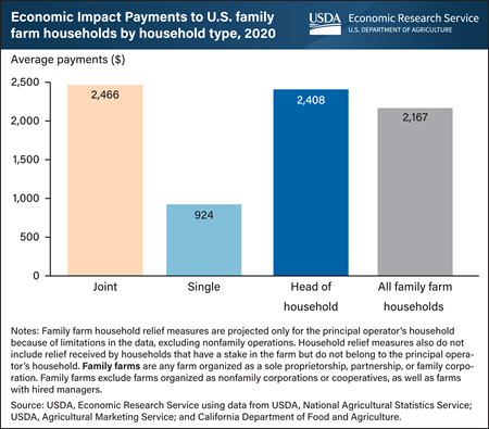 Family farm households received an estimated $2,167 on average from Economic Impact Payments in 2020