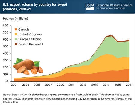 U.S. sweet potatoes are enjoyed around the world, export data show