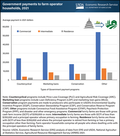Commercial farms received the highest average Government payments in 2021