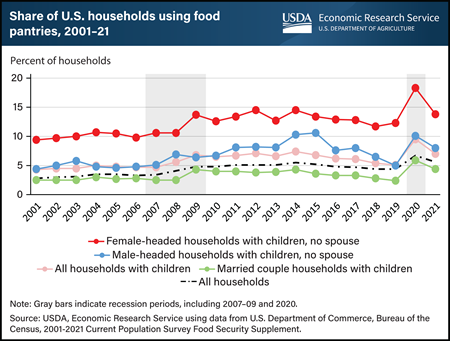 U.S. households with children headed by single females used food pantries more than others over last two decades