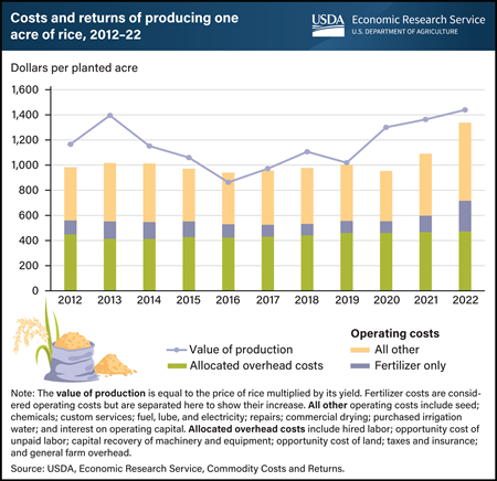Recent rice and fertilizer price surges affected U.S. rice farming profitability