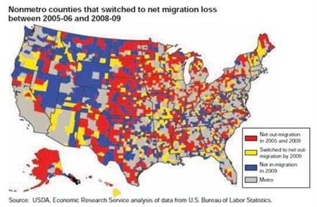 Nonmetro Population Trends Affected by Drop in Nationwide Migration Rates