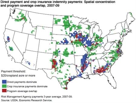 The size of government payments to farmers varies spatially
