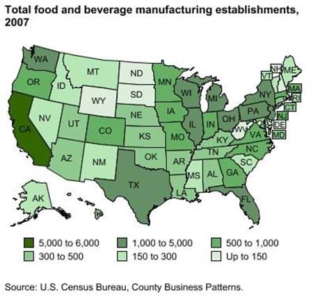 Food and beverage processing plants located across the U.S.