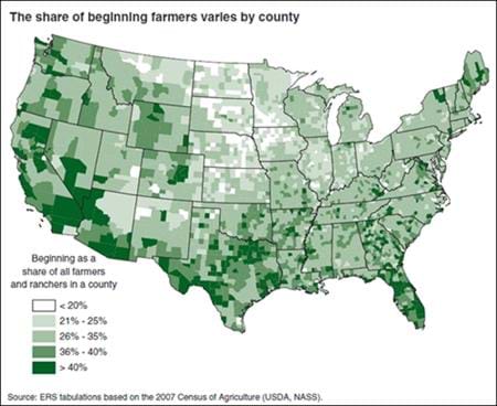 Beginning farmers are located across the country