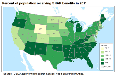 Participation in USDA's Supplemental Nutrition Assistance Program varies by State
