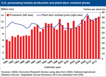 Contract intentions for processing tomatoes increase in 2013