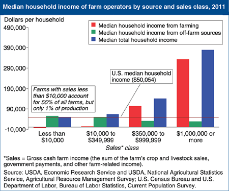 Most farmers receive off-farm income, but small-scale operators depend on it