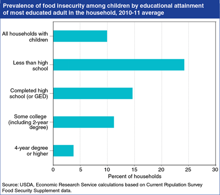 Food insecurity among children linked to educational attainment of adult household members