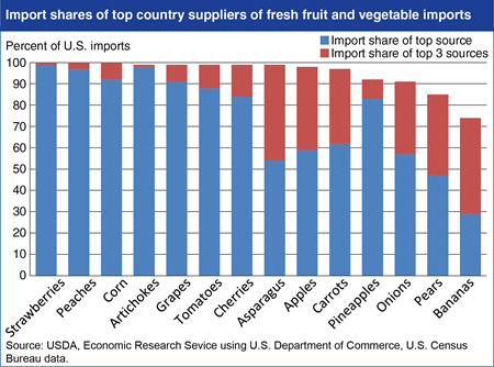 U.S. imports of many fruits and vegetables dominated by few source countries