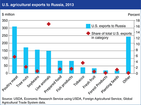 Russia food import ban to affect small share of U.S. agricultural exports