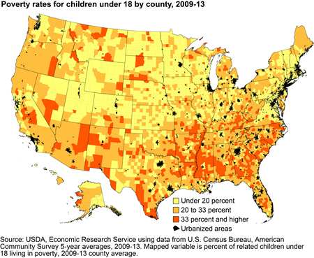 By 2009-13, over 1 in 4 rural children lived in families that were poor