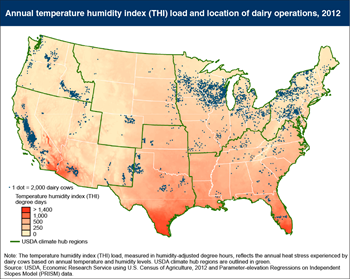 Dairy production is concentrated in climates that expose animals to less heat stress