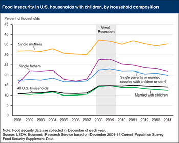 Single-mother households consistently have higher rates of food insecurity than other households with children