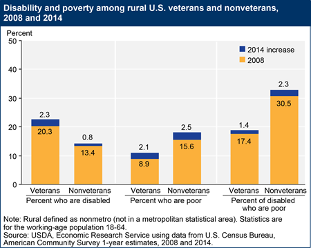 Disability and poverty rates among rural veterans have increased from 2008 to 2014