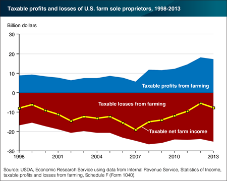 Taxable U.S. net income from farming remained negative in 2013