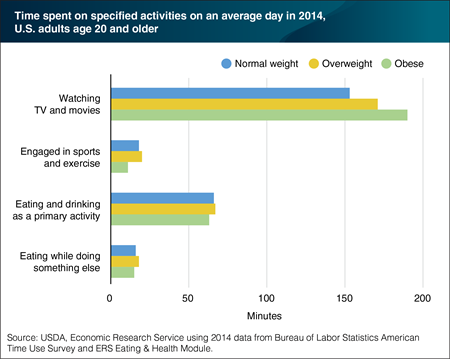 Obese adults spend more time watching TV and movies and less time engaged in sports and exercise
