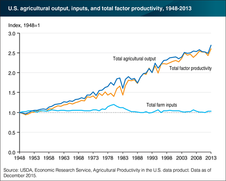 Gains in productivity have fueled the growth in U.S. agricultural output