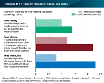 Natural gas price shocks increase the probability of food hardship