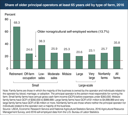 Older operators often run small family farms, particularly retirement and low-sales farms