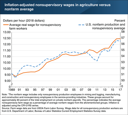 Farm wages are rising, both in inflation-adjusted terms and in relation to nonfarm wages