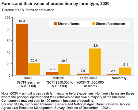 Most farms are small, but large-scale farms account for almost half of production