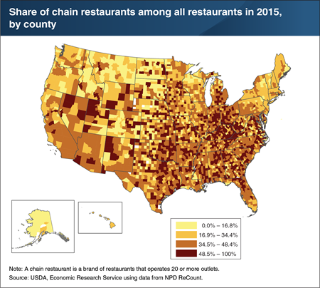 Chain outlets make up a smaller share of restaurants in the Northeast and Pacific Northwest