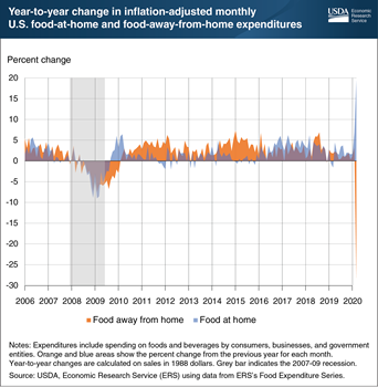 Eating-out expenditures in March 2020 were 28 percent below March 2019 expenditures