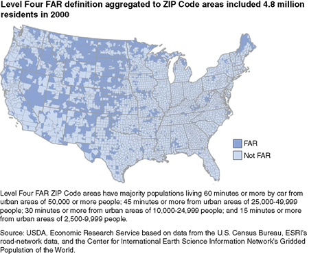 Level Four FAR definition aggregated to ZIP Code areas included 4.8 million residents in 2000.