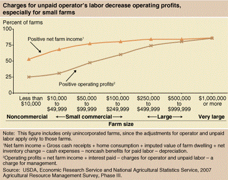 Charges for unpaid operator's labor decrease operating profits, especially for small farms