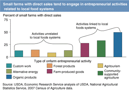 Small farms with direct sales tend to engage in entrepreneurial activities related to local food systems