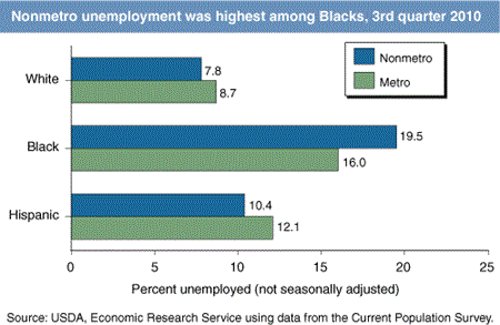 Nonmetro unemployment was highest among Blacks, 3rd quarter 2010