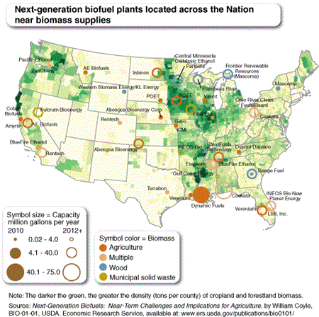 Next-generation biofuel plants located across the Nation near biomass supplies